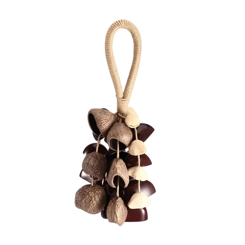 Seed Shell Hand Rattle 3 Kinds Of 33 Natural Nut Shells Hand Cranked Wind Chime Seed Shell Sound Healing Instrument-AT20