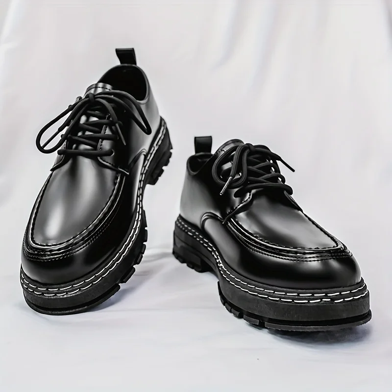 2025 New Style Retro Large-Size Leisure Men's Shoes English Business Leather Shoe Formal Work Shoes