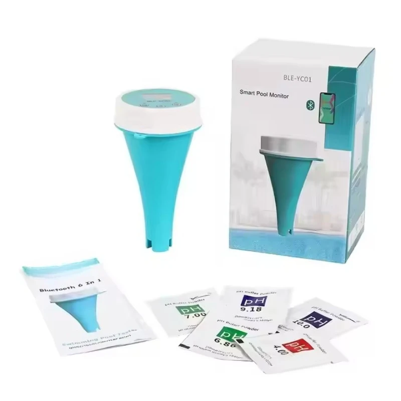 6-in-1 Smart Water Quality Monitor: EC, PH, ORP, Temp, Chlorine & Salinity Tester for Pools, Aquariums & Fish Tanks