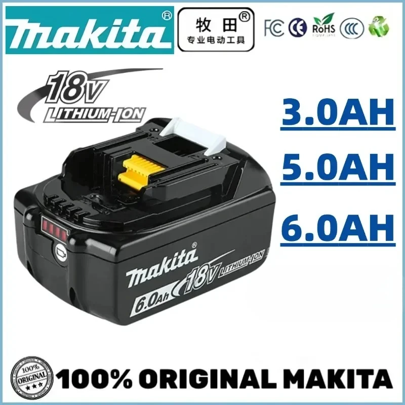 

100% Original Makita 6000mAh Rechargeable Battery, Makita 18V Electric Drill Impact Drill Angle Grinder BL1860 Bl1830，Bl1850，LXT