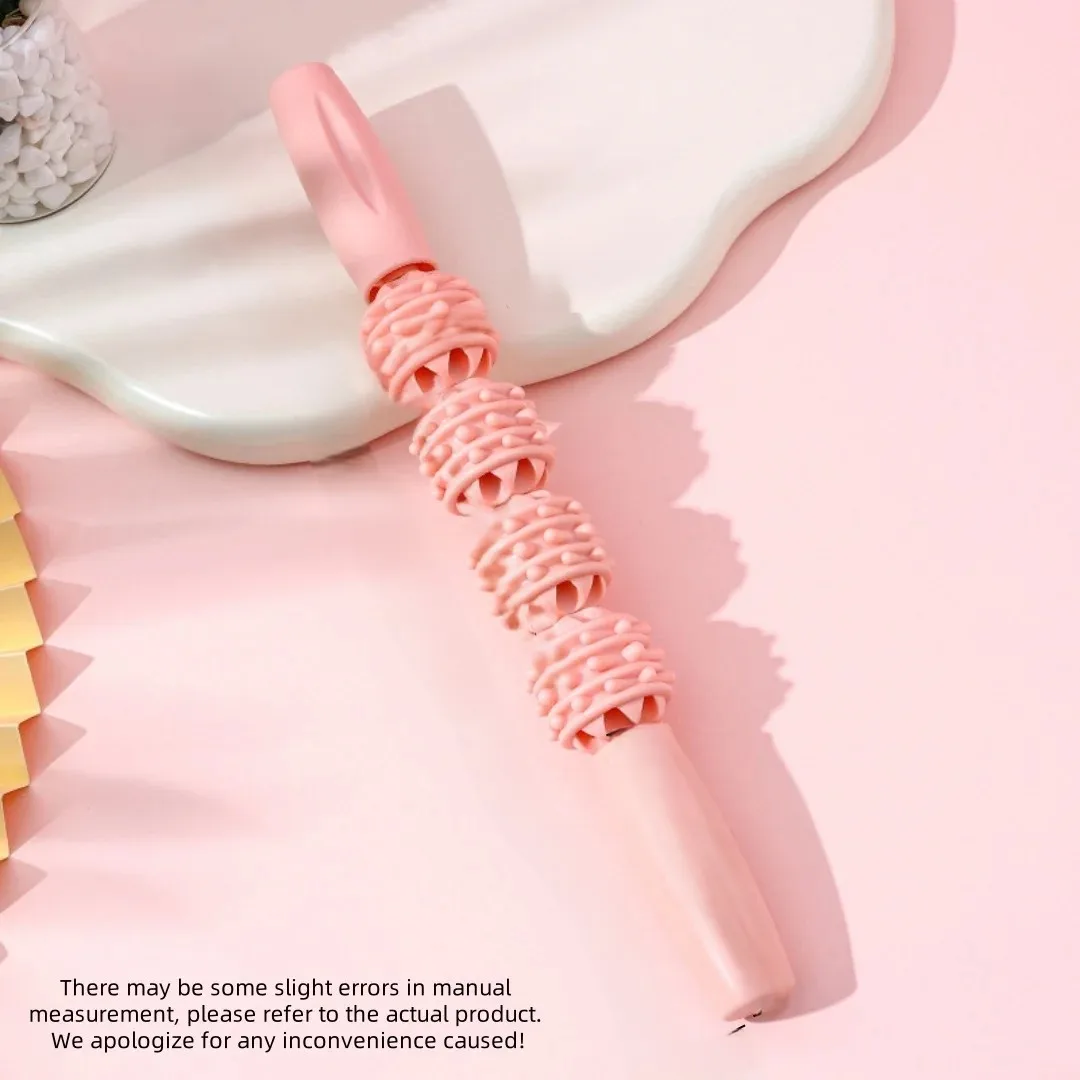 4 Roller Spiky Massage Stick, Leg Muscle Relaxer, Full Body Deep Tissue Massage Yoga Fitness Roller