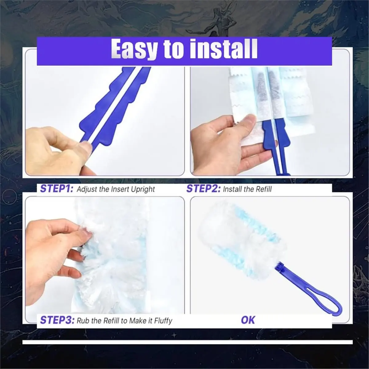 A67T NEW Duster Refills Compatible with , Heavy Duty Multi Duster Replacement with 2 Extra Handle