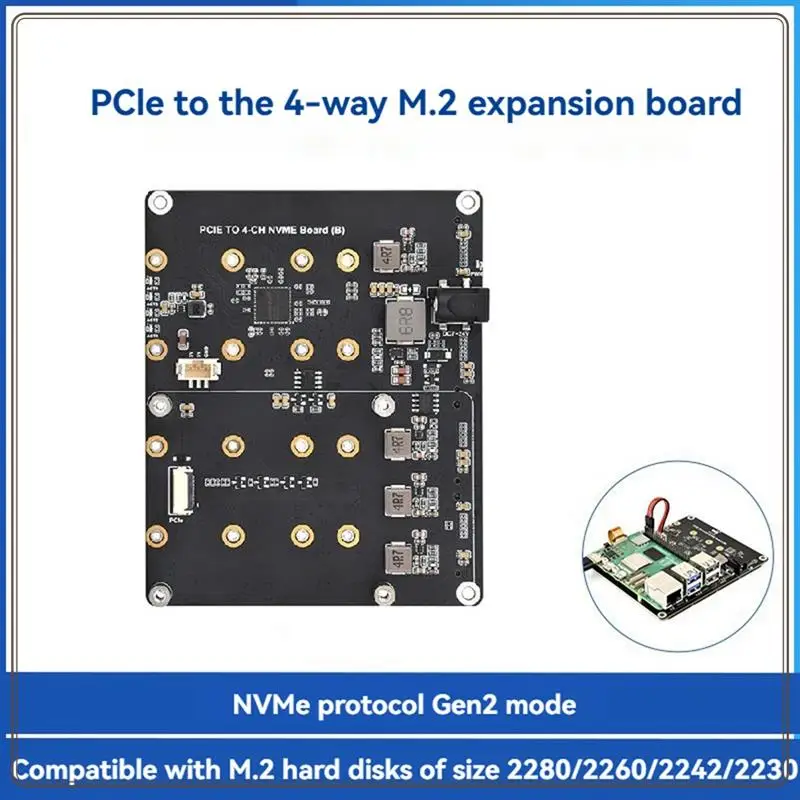 لراسبيري Pi 5 Pcie إلى 4-CH M.2 Nvme لوح مهايئ متوافق مع 2280/2260/2242/2230 M.2 محركات الأقراص الصلبة الولايات المتحدة التوصيل-ABDQ