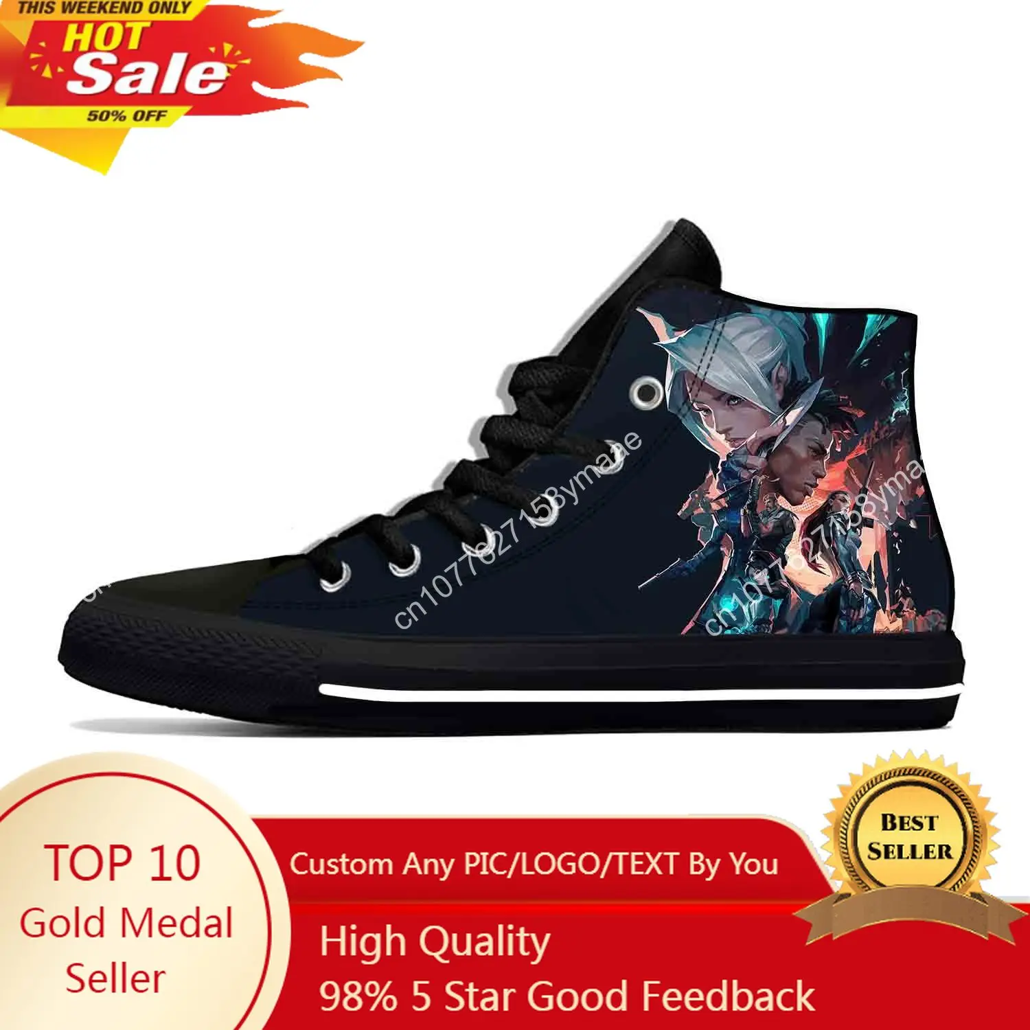 

Agent Anime Manga Cartoon Game Valorant Fashion Casual Cloth Shoes High Top Lightweight Breathable 3D Print Men Women Sneakers