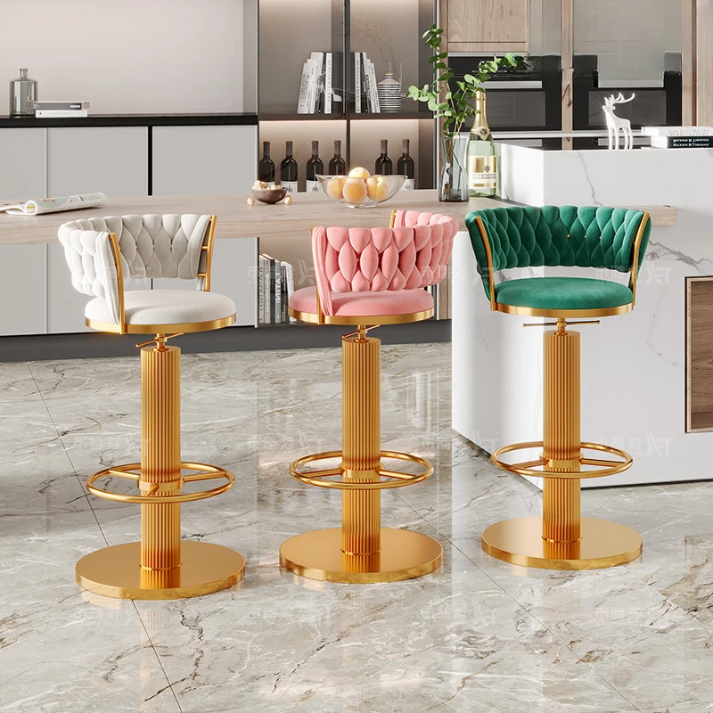 

Kitchen Bar Chair Backrest Garden Chairs For Living Room Nordic Step Stool Iron Chaise Counter Salon Cafe Swivel Leather Design