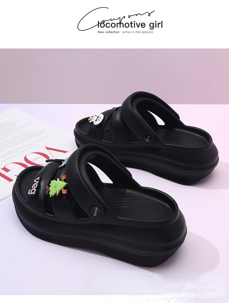 2024 new summer women\'s sandals are non-slip, heightened, thick-sole, simple, cute, and-like to wear beach slippers