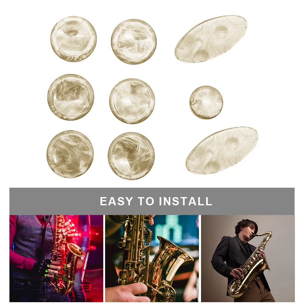 9pcs/set Saxophone Key Buttons Inlays For Alto Tenor Soprano Sax Replacement Parts Sax Pearls Key Buttons Inlays Accessories