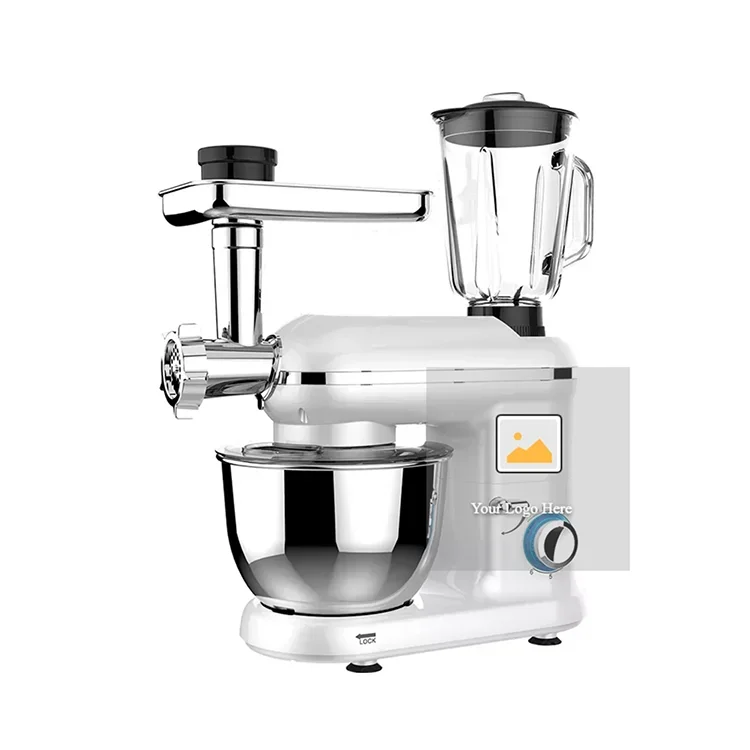 5-in-1Multifunctional Kitchen Appliances, 1500W 4.5L Stainless Steel Bowl With Blender And Meat Grinder Stand Mixer/