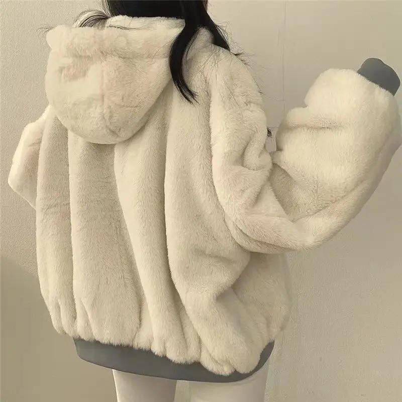 Thickened Two-Sided Wear Lambswool Cotton Jacket Korea Down Women's Winter New Zipper Hooded Parkas