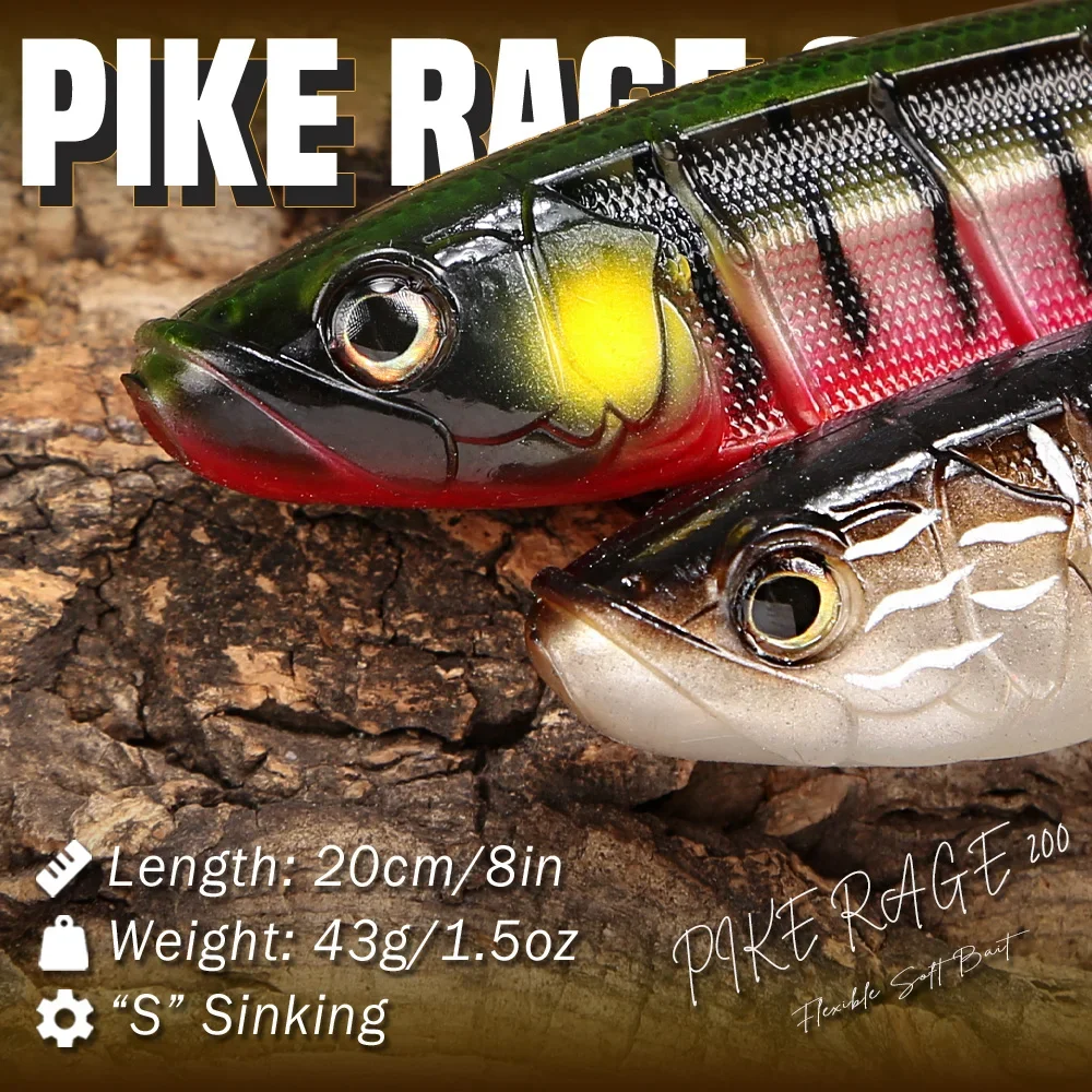 B&U Big Curly Tail Weichköder für Hecht und Muskie, 20cm Raubfisch-Swimbait, künstlicher Grub-Köder, Angelzubehör – Detail 2