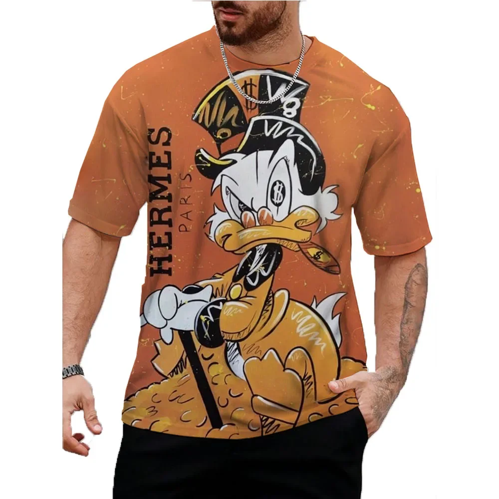 Summer Fashion Disney Donald Duck Print Hip Hop Men T-shirt Trendly Casual Personality Printing Tees Harajuku Street O-neck Tops