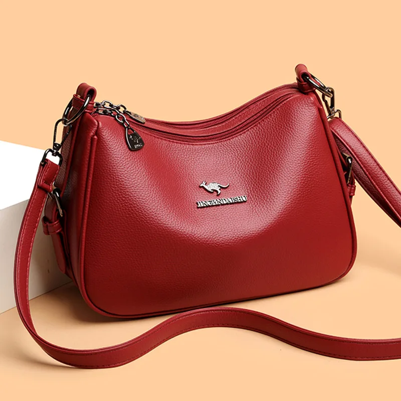 PU leather multi-layer large-capacity single-shoulder pillow bag for women, lightweight crossbody small bag
