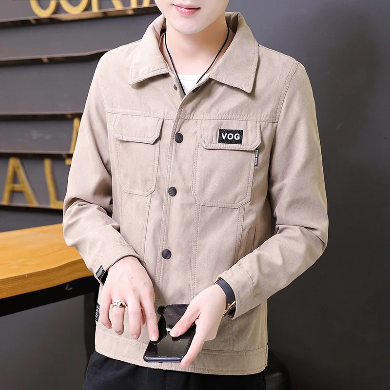 Spring And Autumn New Fashion Suede Jacket Men's Jacket Outside Casual Tooling Long Sleeve Shirt Jacket