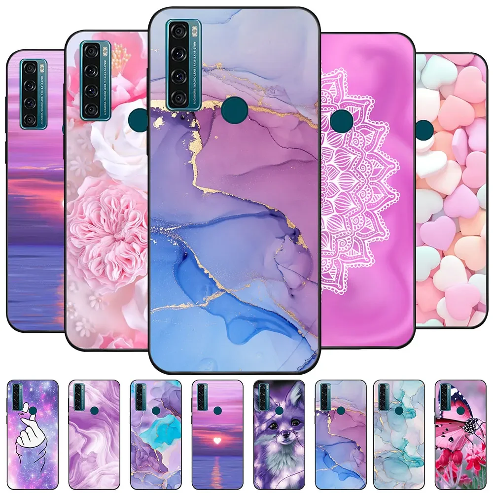 Case For TCL 20 SE 20se Coque TPU Soft Silicone Fashion Phone Case For TCL 20SE T671H Flower Cover Cute Bumper Funda Matte Shell