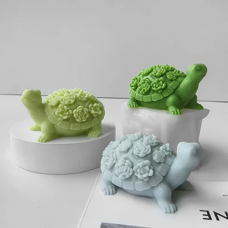 Stampo in silicone per tartaruga 3D fai da te candela profumata gesso tartaruga succulenta resina ornamenti in gel a goccia stampo decorazione della casa artigianato