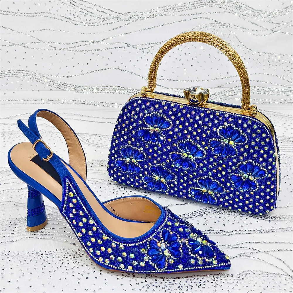 

2026 New Arrival Rhinestone Sandals And Bag To Match Set Summer Fashion High Heels Shoes And Bag To Match Set For Party