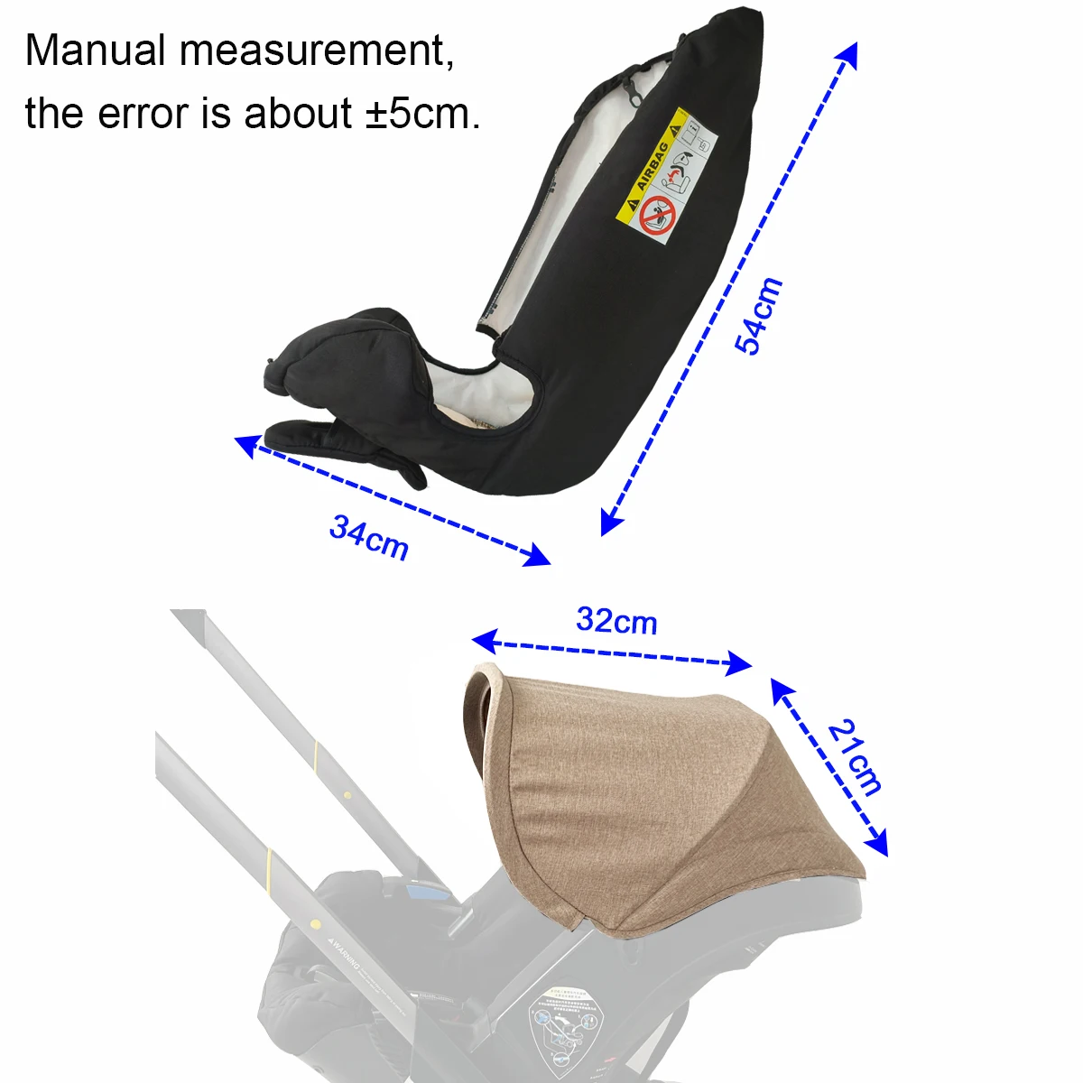 MomTan Ersatz-Set für Doona+ Autositz und Kinderwagen, Kinderwagen-Zubehör Sitzkissen, Verdeck & Schulterpolster – Detail 3