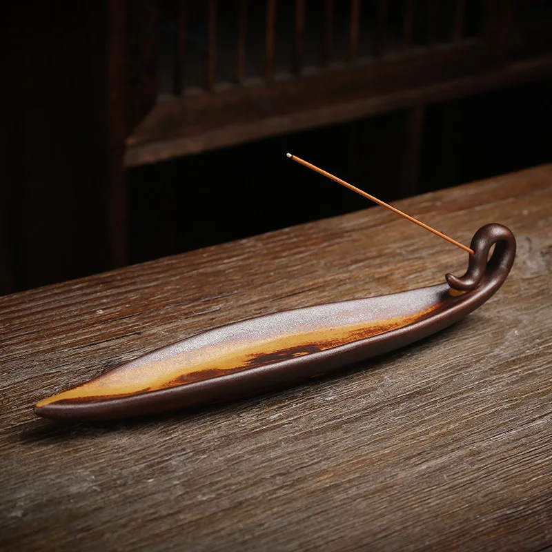 Retro-Angelschnur-Weihrauch brenner im chinesischen Stil, Heim dekoration mit einem flachen Boot, das Weihrauch-Diffusor-Weihrauchs ockel liegt