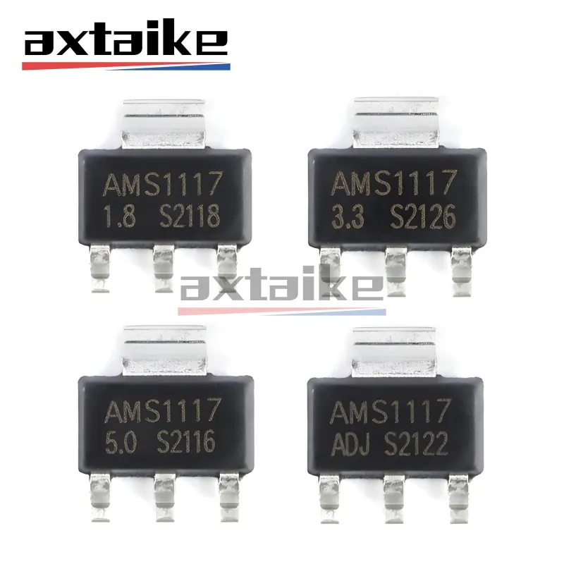 50PCS AMS1117 Series 1117 1.2V 1.8V 2.5V 3.3V 5V ADJ SOT-223 LM1117 LD1117 1A SMD LDO LOW Dropout Linear Voltage Regulator IC