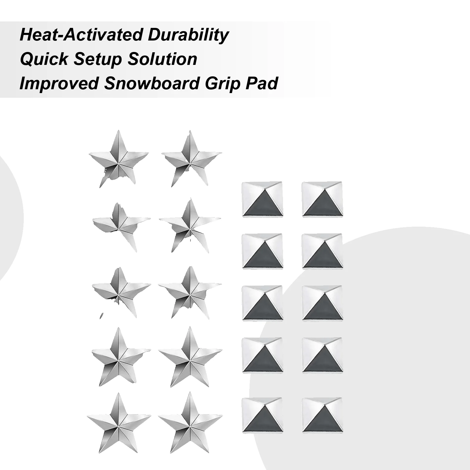 Snowboard Stomp Pad 10Pcs Non Slip Grip Deck Traction Pads Triangular Pentagram Design for Ski Snowboard Binding Boot Traction