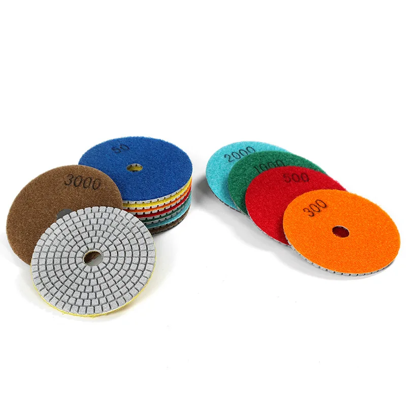 4 Inch Diamond Polishing Pad Kit 100mm Dry/Wet Polishing Pads For Granite Marble Concrete Floor Grinding Discs