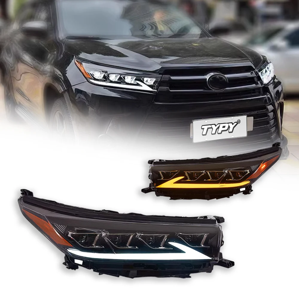 

Автомобильные фары TYPY для Toyota Highlander 2018-2021 светодиодный, автомобильные лампы, дневные ходовые огни, динамические Сигналы поворота, автомобильные аксессуары