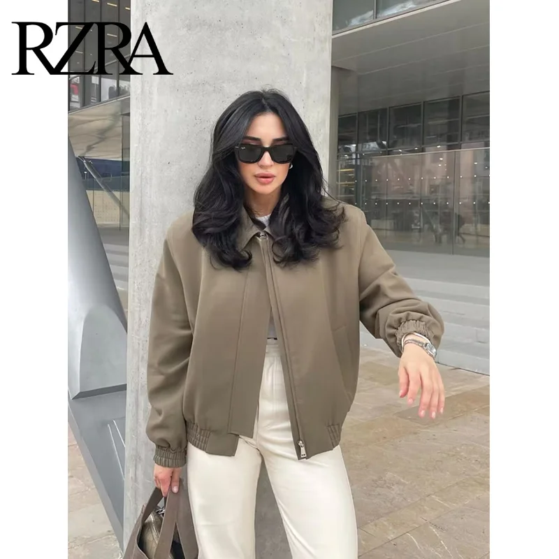 

RZRA autumn new women's clothing 2024 casual commuting simple versatile lapel stitching decoration pilot jacket coat women