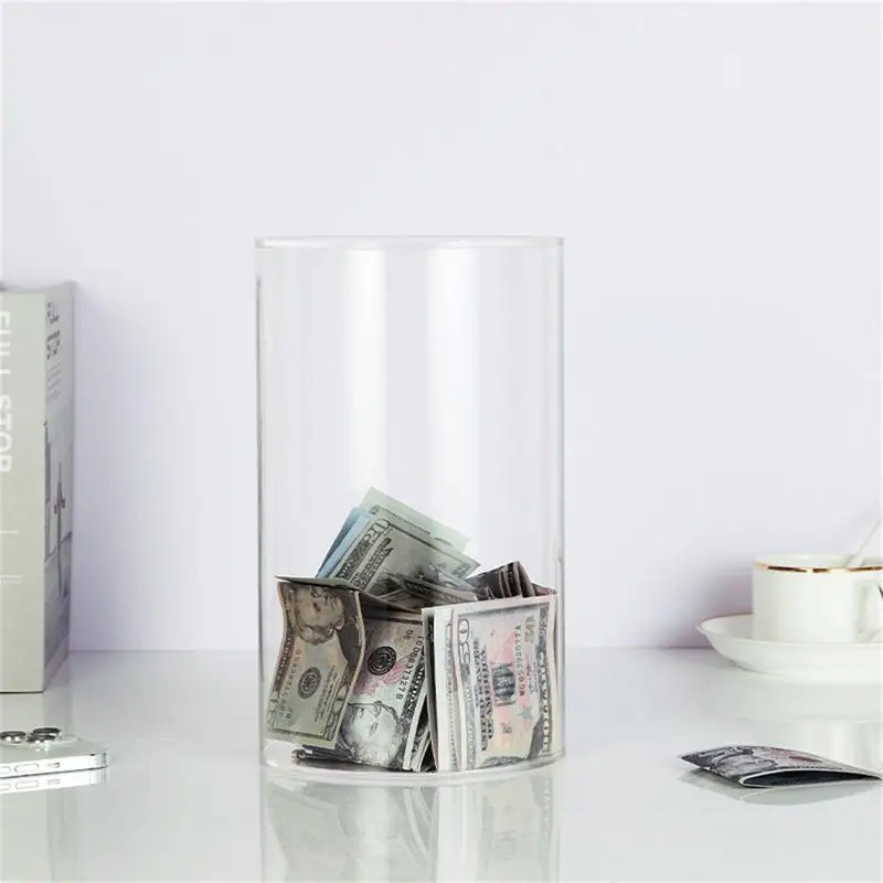 Acrylic Piggy Bank Transparent Unopenable Piggy Banks Durable for Adults Break to Open, Clear Piggy Bank Savings Jar Cash Coins