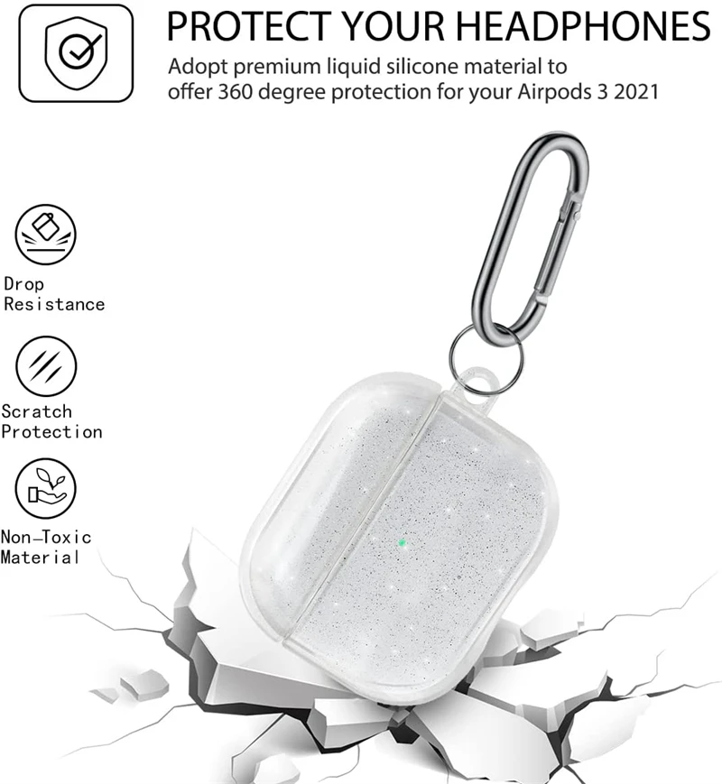 Glitter Earphone Protective Case For Apple Airpods Pro 1 2 Silicone Case With Keychain For AirPods 1th 2th 3th Gen Accessories