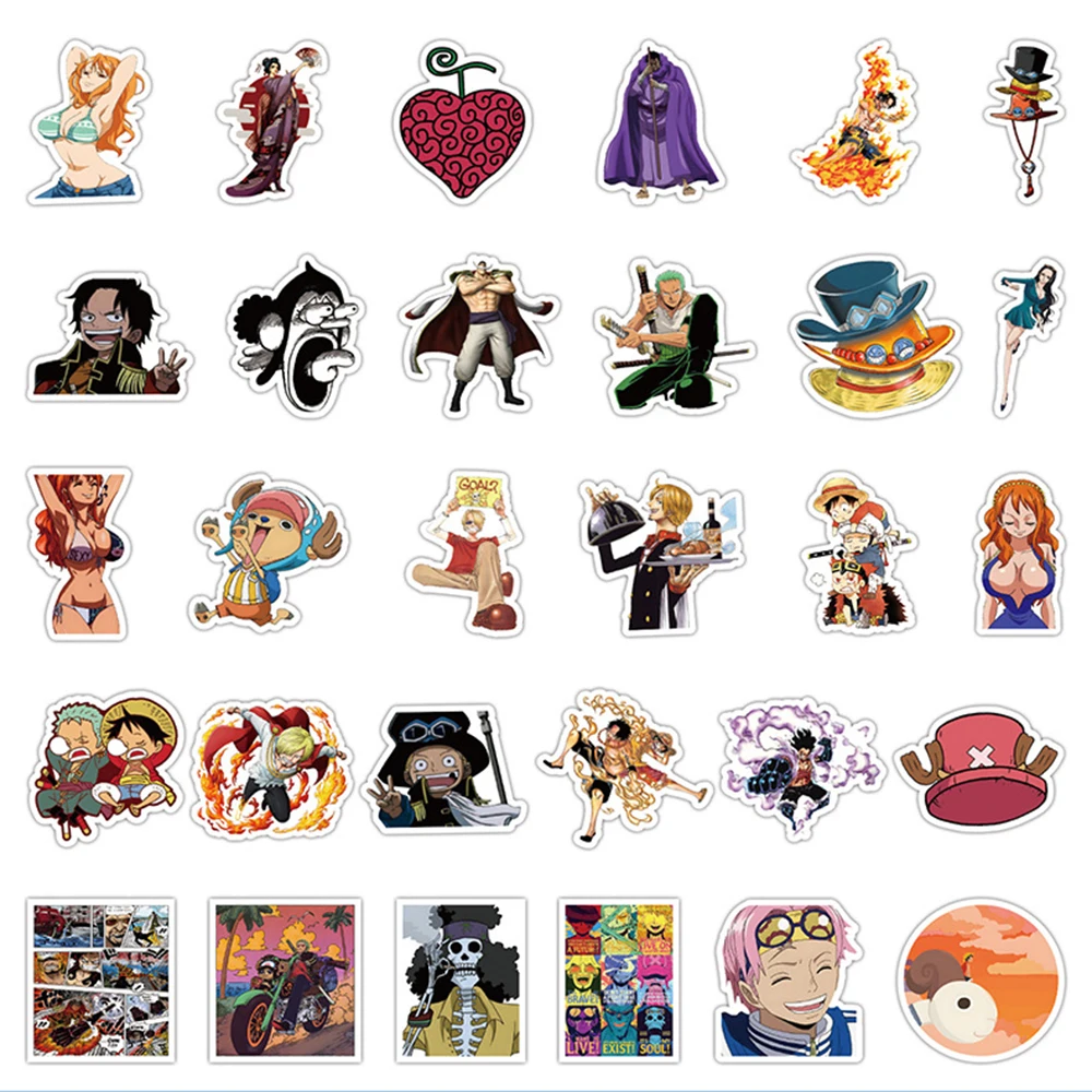 Autocollants waterproof motif anime One Piece pour enfant, stickers en PVC, graffiti, dessin animé, Luffy, moto, ordinateur portable, voiture,