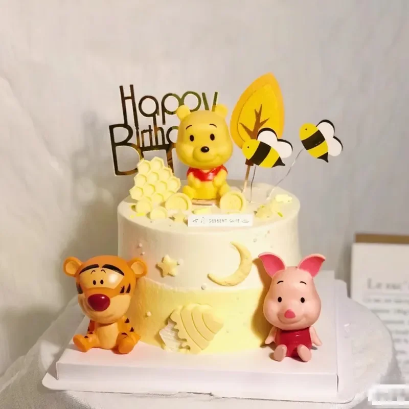 Cartoon Dsn 3-teiliges Winnie Puuh Ornament-Set, Niedliche Tierfiguren, Schweinchen Winnie Puuh Tigger Kuchendekoration – Detail 3