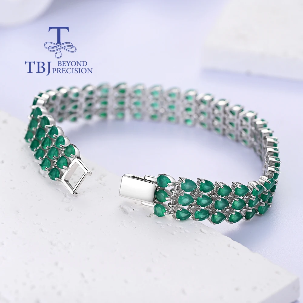 2026 Luxury natural green agate 925 sterling silver bracelet Elegant and noble women's banquet & wedding gifts