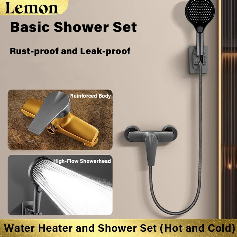 All-Copper Exposed Mixing Valve Hot/Cold Water Faucet and Showerhead Set Bathroom Mixing Valve Switch