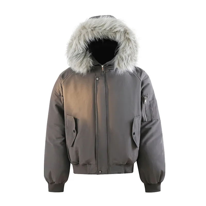 

Autumn Winter Thick Fashion Trend New Casual Versatile Comfortable Warm and Plush Loose Fur Collar Short Men's High-quality Coat