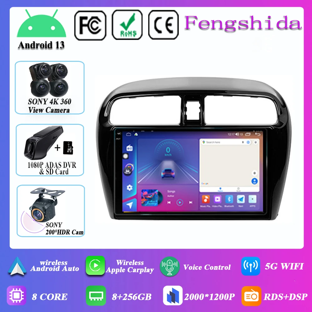 

7862 CPU Android 13 For Mitsubishi Mirage 6 2012 - 2018 Car Radio carplay multimedia player navigation No 2din DVD Stereo unit