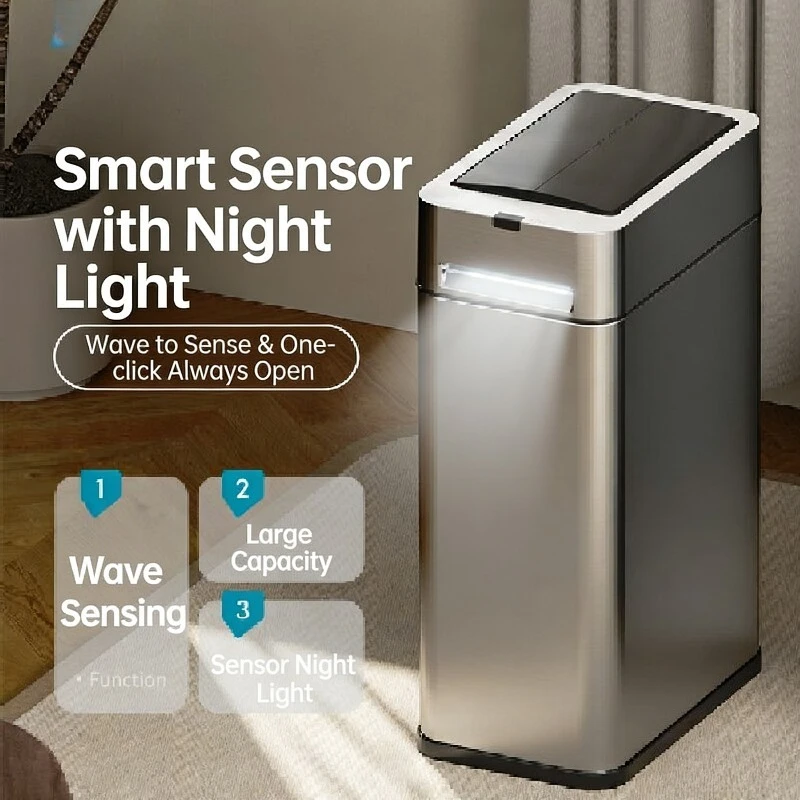 

Smart Trash Can Automatic Sensor with Night Light Garbage Bins Household Sensing Wastebasket Kitchen large capacity Bin with Lid