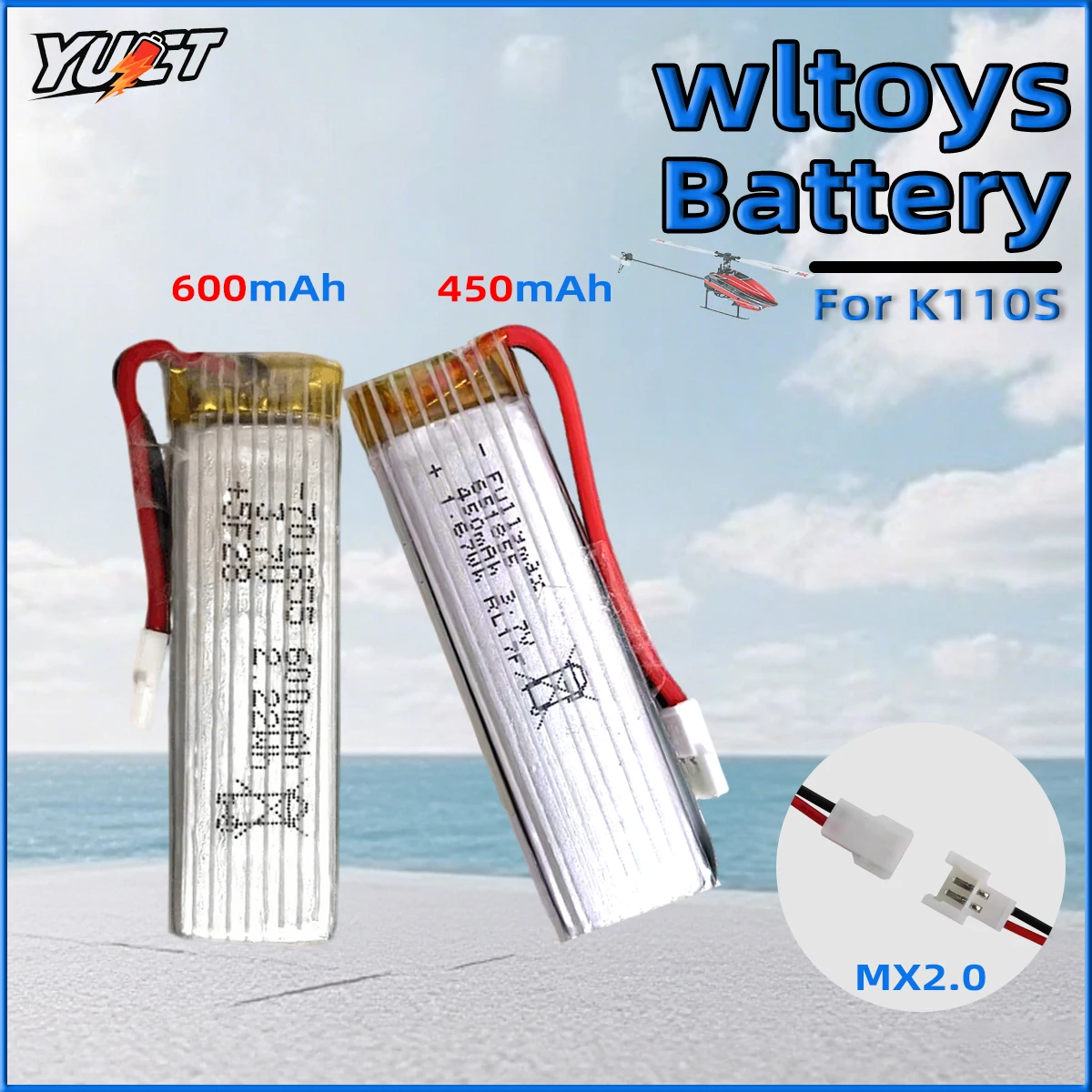 

WLtoys K110S 450mah LiPo Battery 3.7V 600mah with MX2.0 Plug for WLtoys K100 K110 V977 RC Helicopter Upgrade Replacement Parts