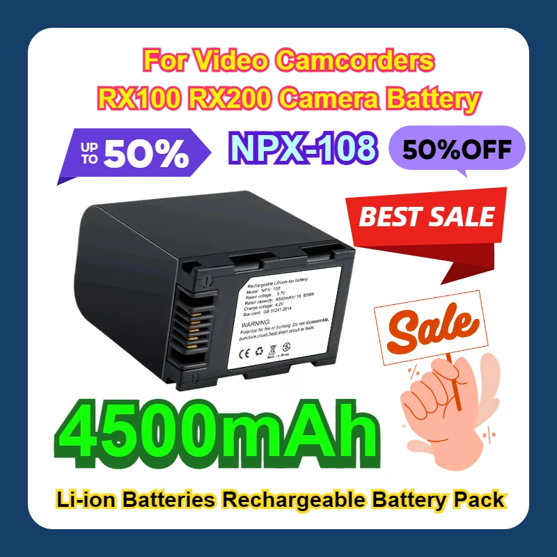 

NPX-108 4500mAh For Video Camcorders RX100 RX200 Camera Battery Li-ion Batteries Rechargeable Battery Pack