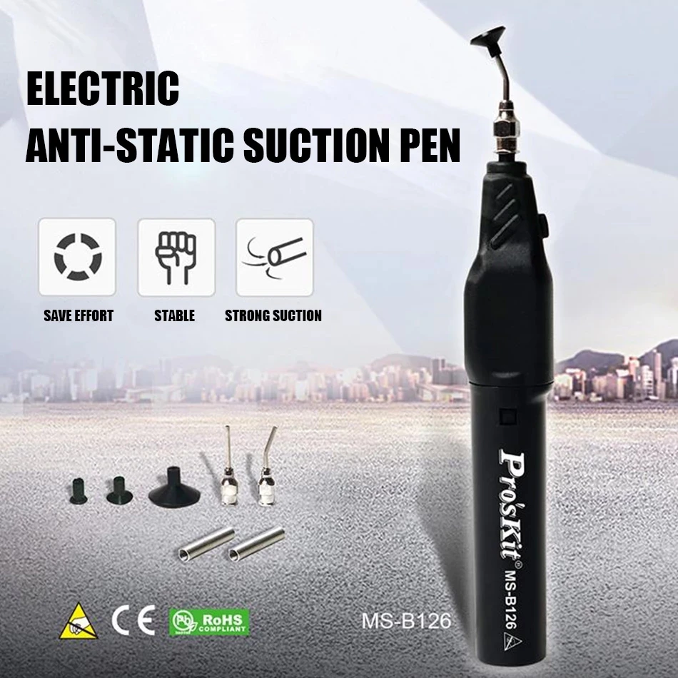 Pro'sKit MS-B126 Elektrische Anti-Statische Saug Stift Industrie Grade Picker Elektronische Teile SMD IC Chip Automatische Vakuum Chuck