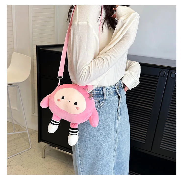 Kawaii Cartoon peluche donna borsa a tracolla Cute Doll Girl Messenger Bag borsa a tracolla in stile giapponese piccola borsa per telefono regalo creativo