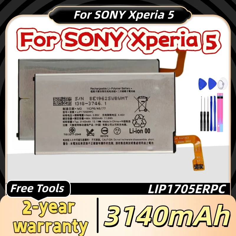 

Replacement Battery For SONY Xperia 5 LIP1705ERPC Rechargeable Phone Battery 3140mAh+Free Tools