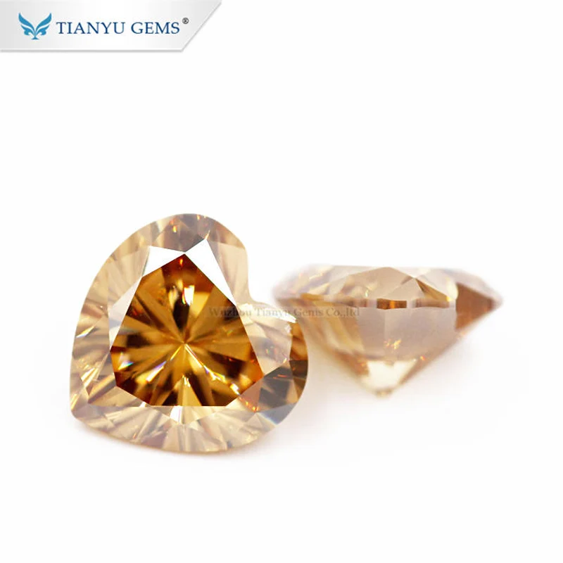 

Tianyu Gems Heart Brilliant Cut Champagne Moissanite 1ct-4ct Loose Stones Synthetic Diamonds Lab Created Gemstones GRA for Rings