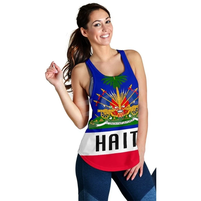 

Outdoor Competition Fitness Essential Plus Size Flag Caribbean Retro 3D Printing Summer Leisure Daily Fun Loose Women's Vest