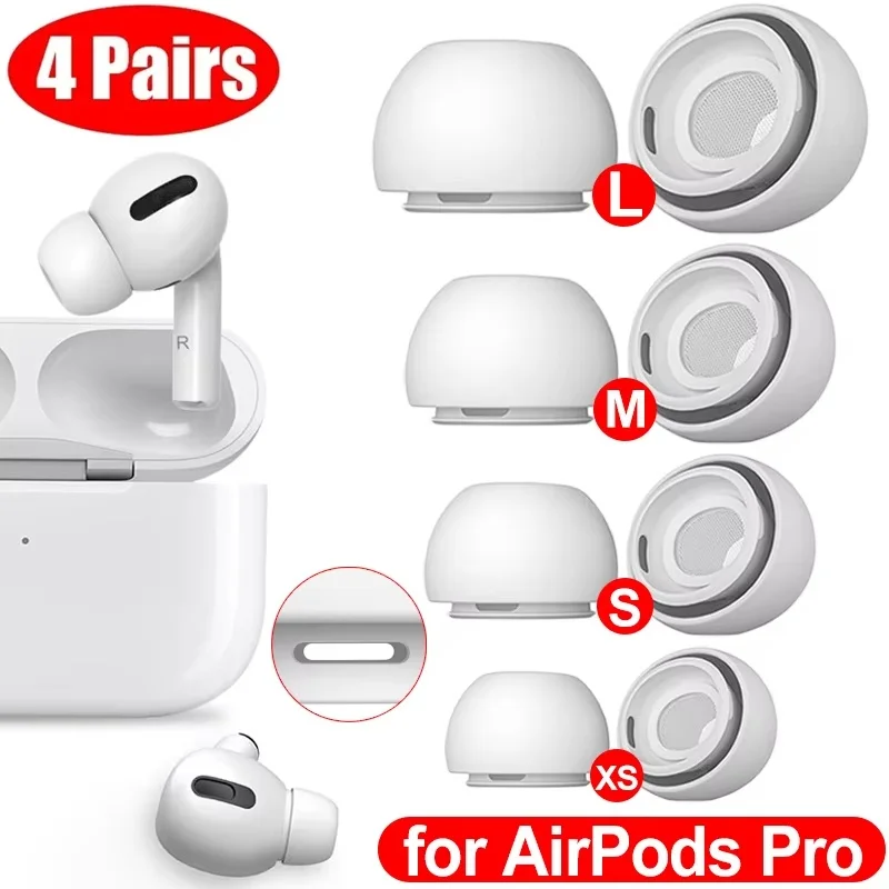 4 paires d'embouts d'oreille en Silicone, bouchons d'oreille de protection, trou de réduction du bruit, housse d'écouteurs de remplacement pour Apple Airpods Pro 1 2