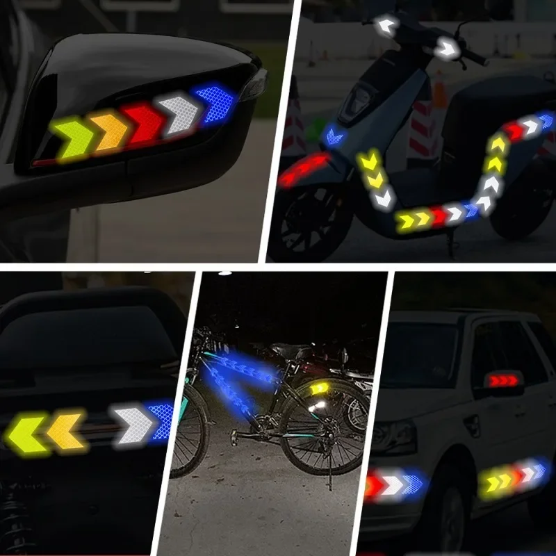 30/10pc Car Reflective Arrow Sticker Safety Warning Sticker for Car Bumper Trunk Reflector Hazard Tape Car Styling Luminous Film