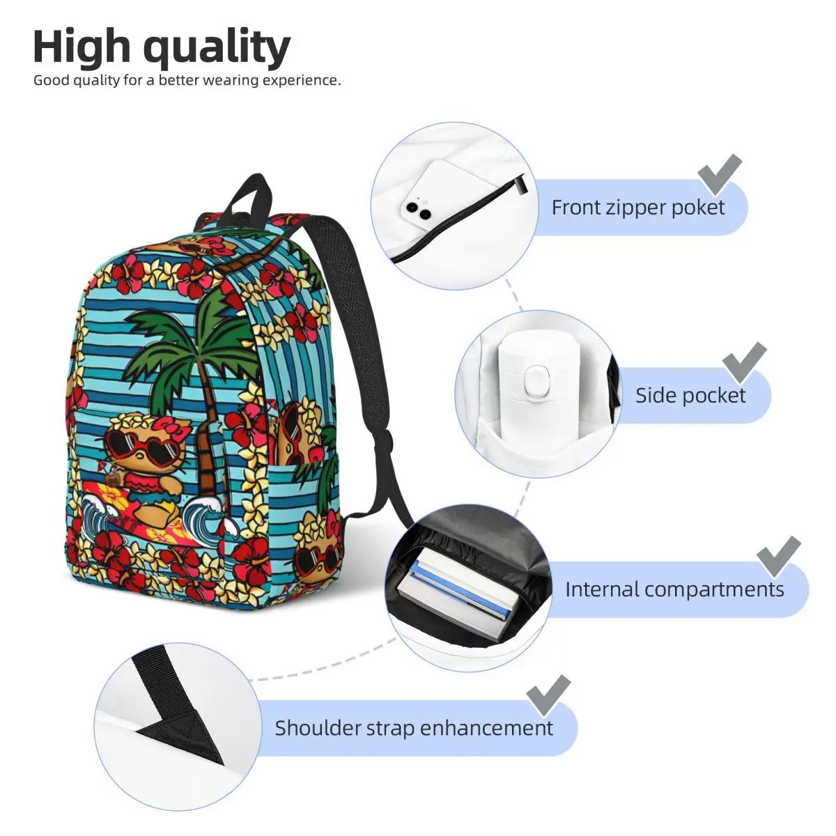 Hello Kitty Cute Cartoon Backpack Leisure Backpacks Teen Sport Print High School Bags Design Rucksack