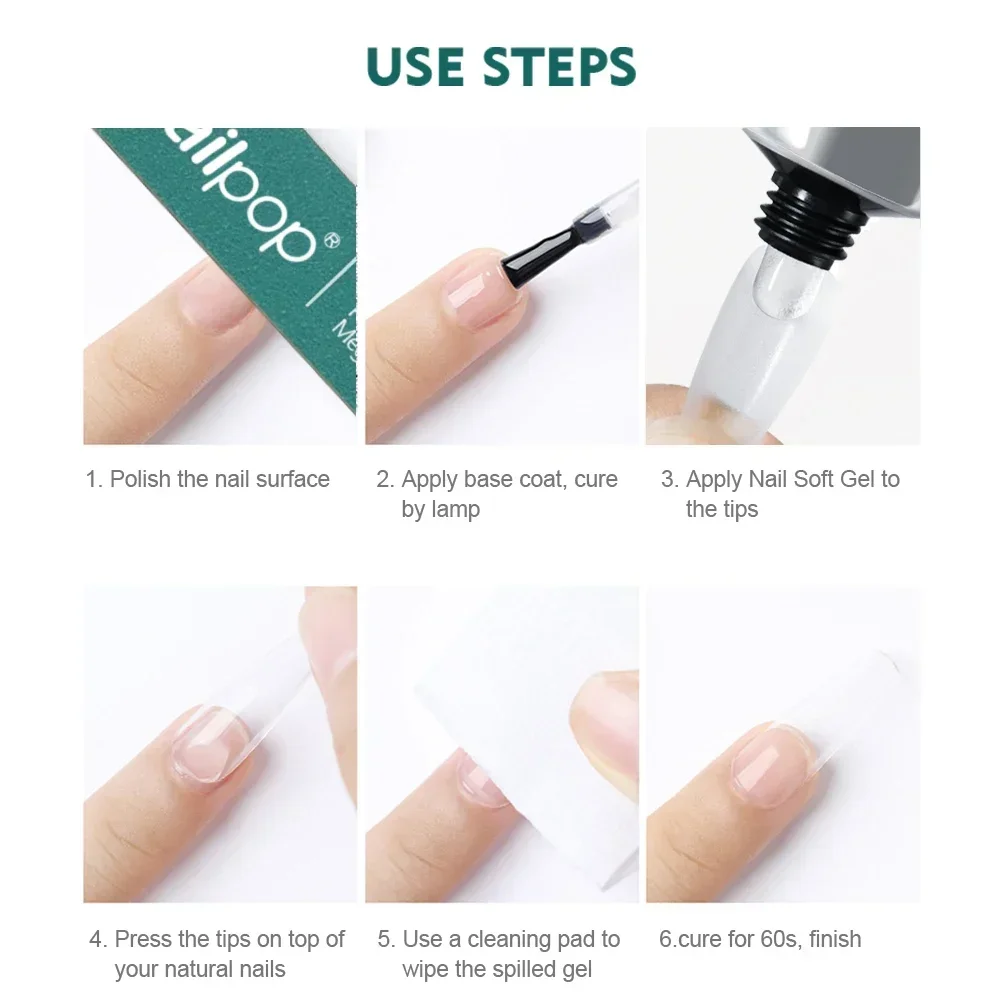 NAILPOP Soft Nail Tips Gel Soak Off Gel Glue Used To Quick Paste Fake Tips and Rhinestones UV Jelly Polish Nail Art Tools 20g