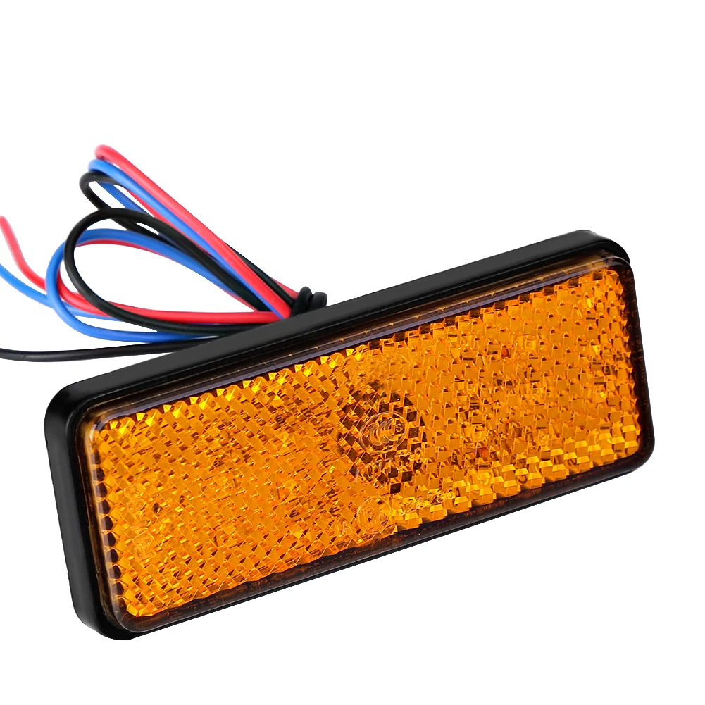 12V Universal Motorcycle Scooter Moped Rectangle LED Reflector Tail Brake Light Stop Lamp Red Sidelight