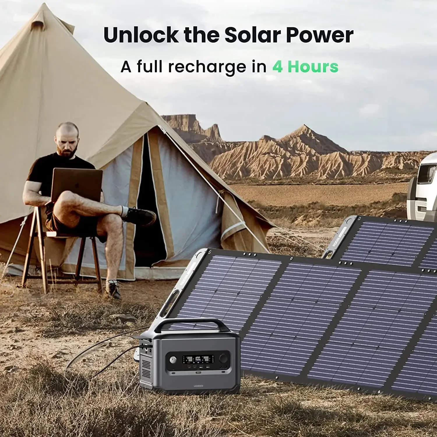 TLF UGREEN GS1200 Power Station Portabel 1200W 1024Wh Kapasitas Besar Baterai LiFeP04 Pengisian Cepat 1.5 Jam Generator untuk Berkemah di Luar Ruangan