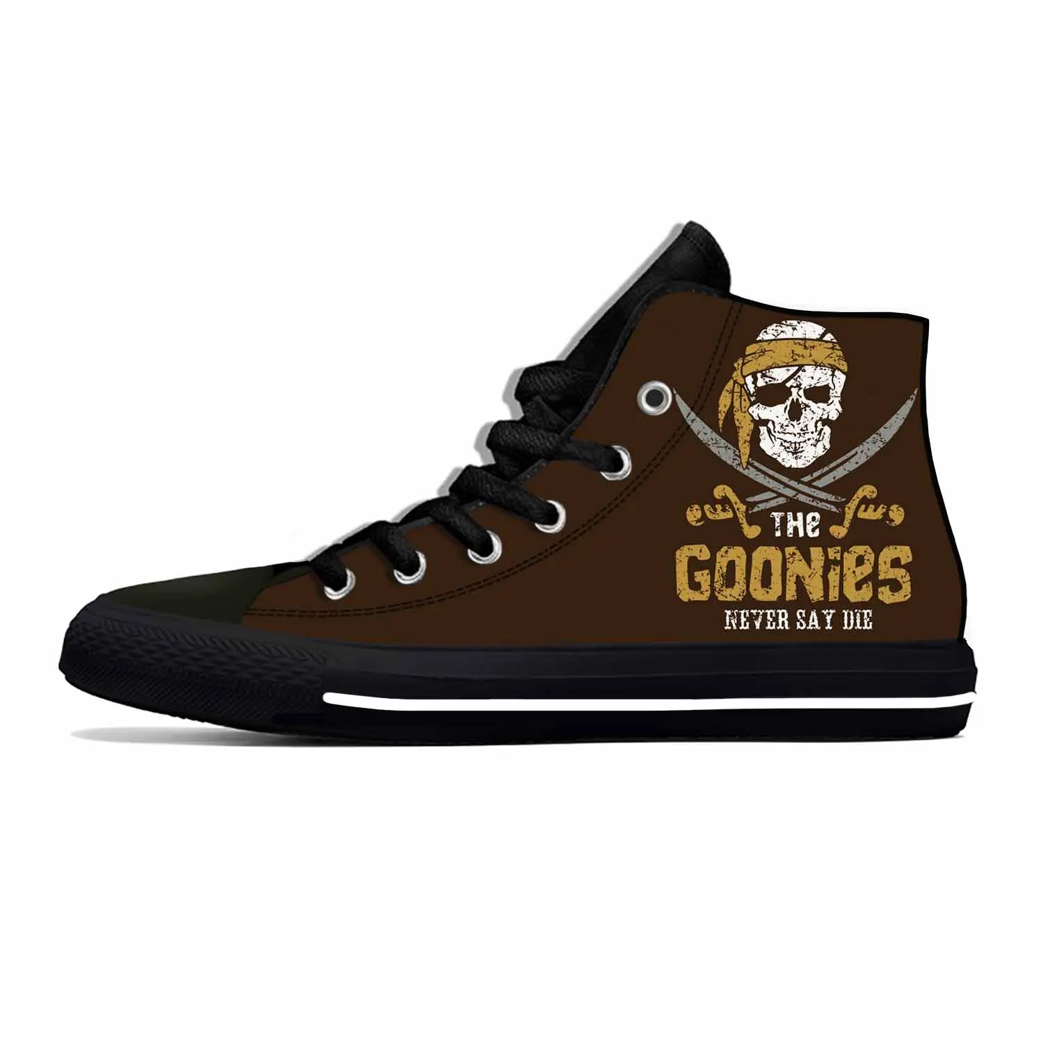 Cartoon Goonies Never Say Die Skull Pirate Rock Casual Cloth Shoes High Top Lightweight Breathable 3D Print Men Women Sneakers